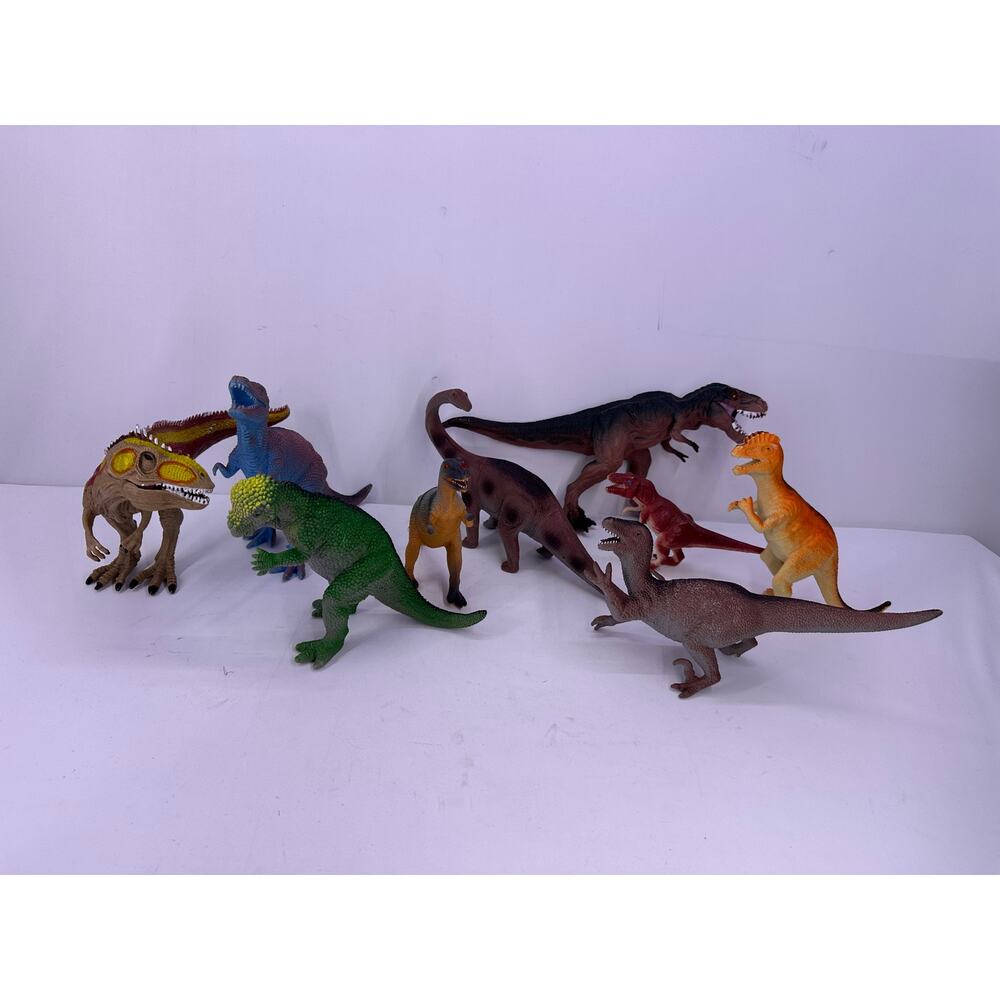 Large Dinosaur Hard Plastic Figures Bundle of 9